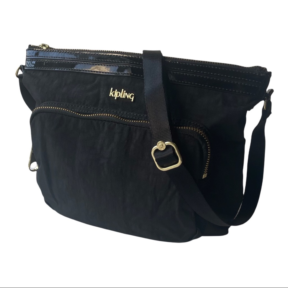 Kipling April Crossbody Bag Black w/ gold zippers